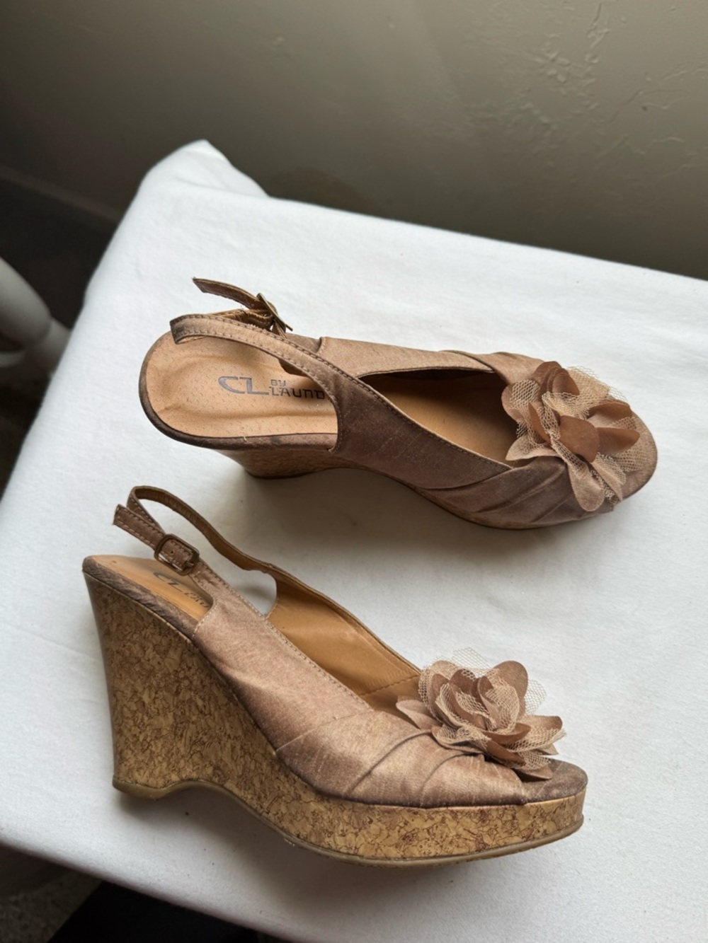 CL by Chinese Laundry "Ilena" platform wedge sandals boho shabby chic Size 7.5